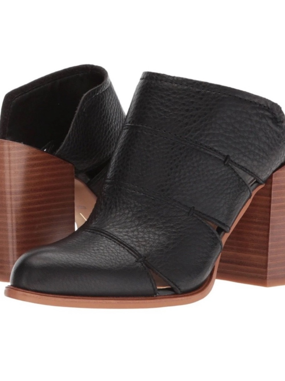 Dolce Vita Black Leather Cutout Block Heel Ankle Boots